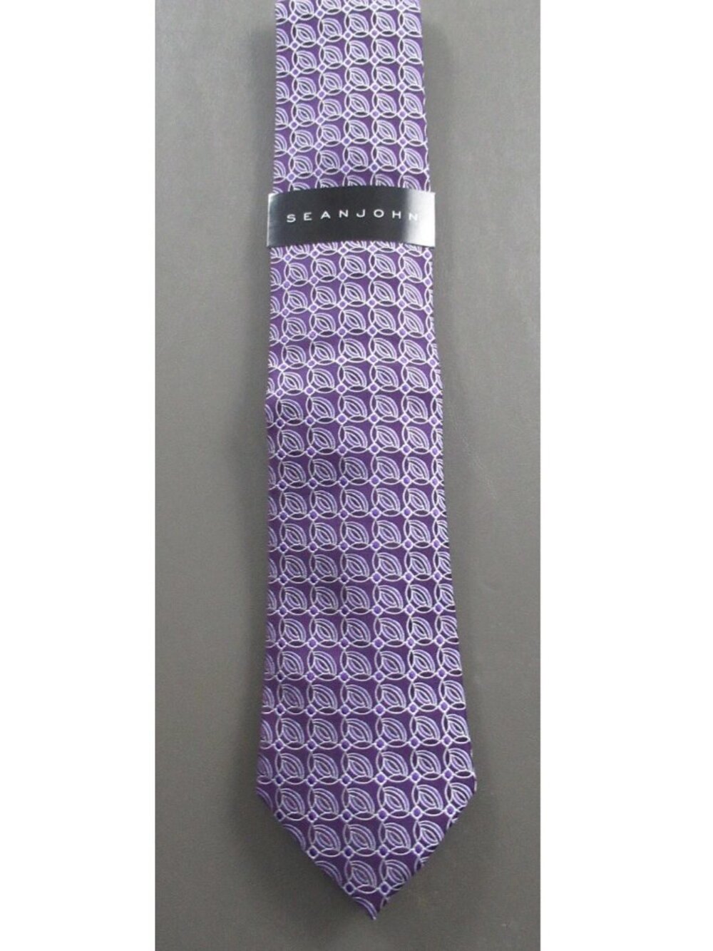 Sean John Men's 100% Silk Neat Circles Neck Tie, Purple, One Size, NWT